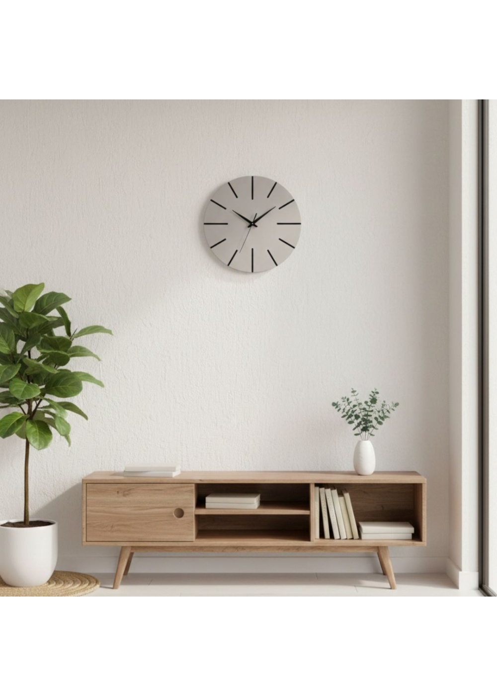 Ahşap Minimal Dekoratif Duvar Saati - 33x33 cm Gri