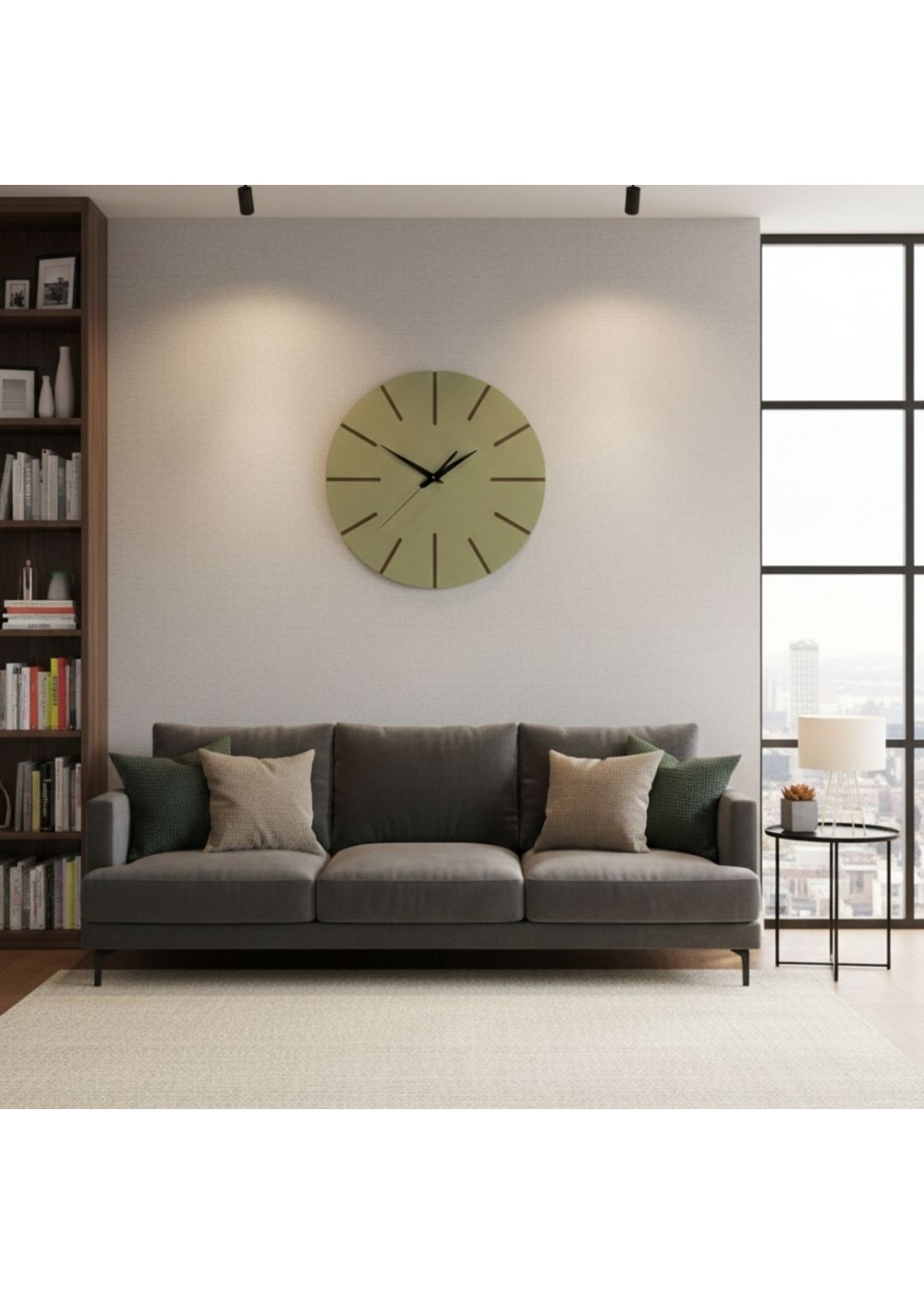 Ahşap Minimal Dekoratif Duvar Saati - 33x33 cm Bej