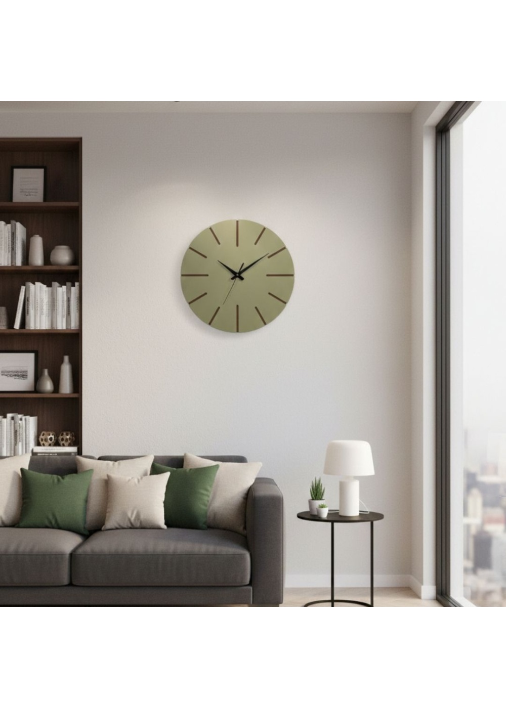 Ahşap Minimal Dekoratif Duvar Saati - 33x33 cm Açık Sarı