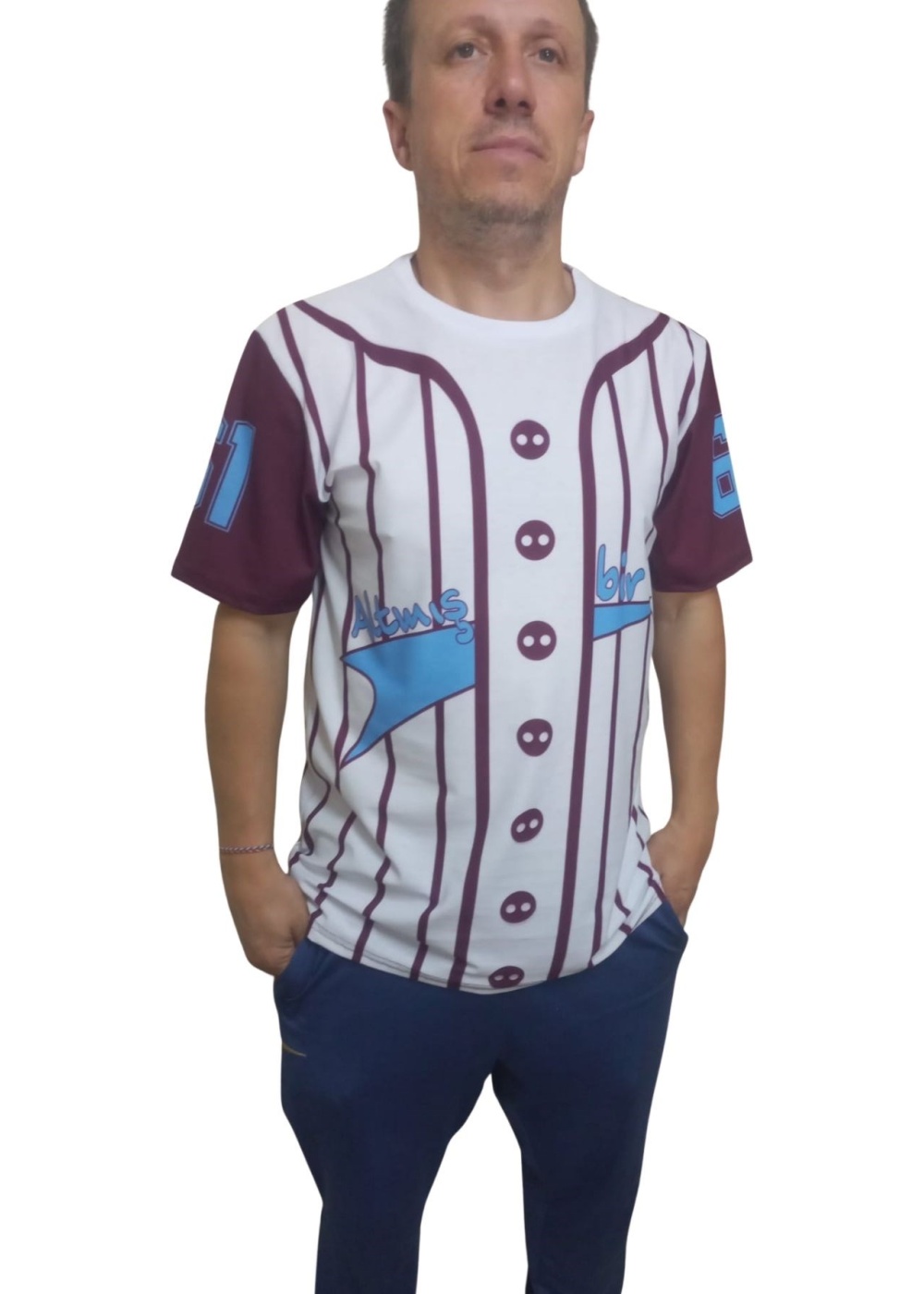 Erkek T-Shirt 61 Numara Baskılı Siyah (Kesik Elyaf Kumaş)