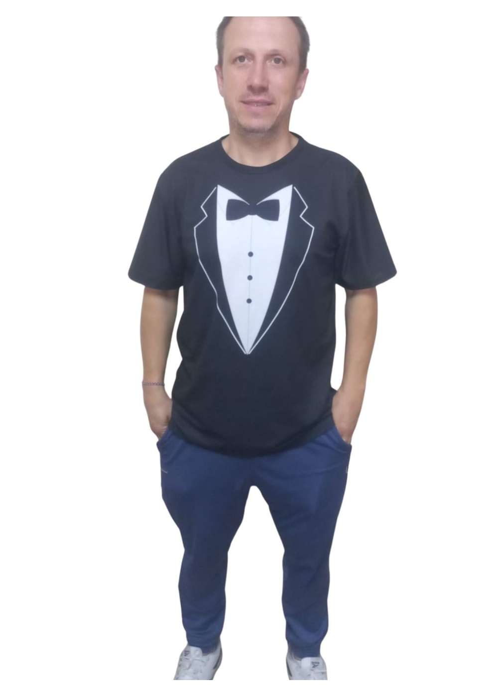 Erkek T-Shirt Papyon Baskılı Siyah (Kesik Elyaf Kumaş)