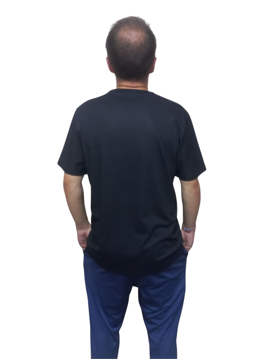 Erkek T-Shirt Papyon Baskılı Siyah (Kesik Elyaf Kumaş)