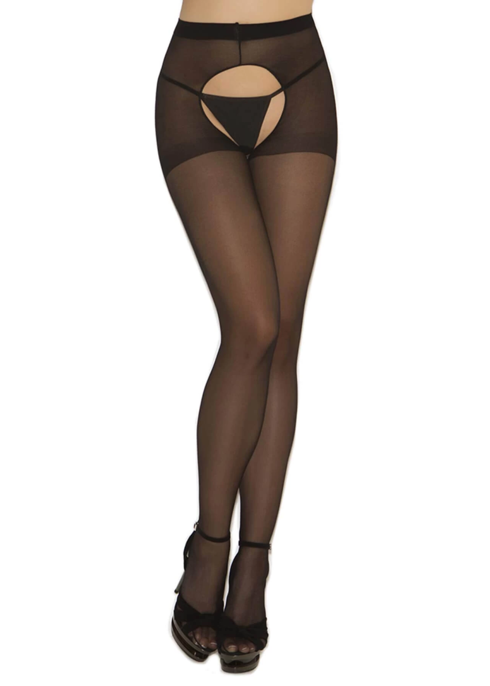 Siyah Özel Bölgesi Açık Fantazi Külotlu Çorap TM1078
