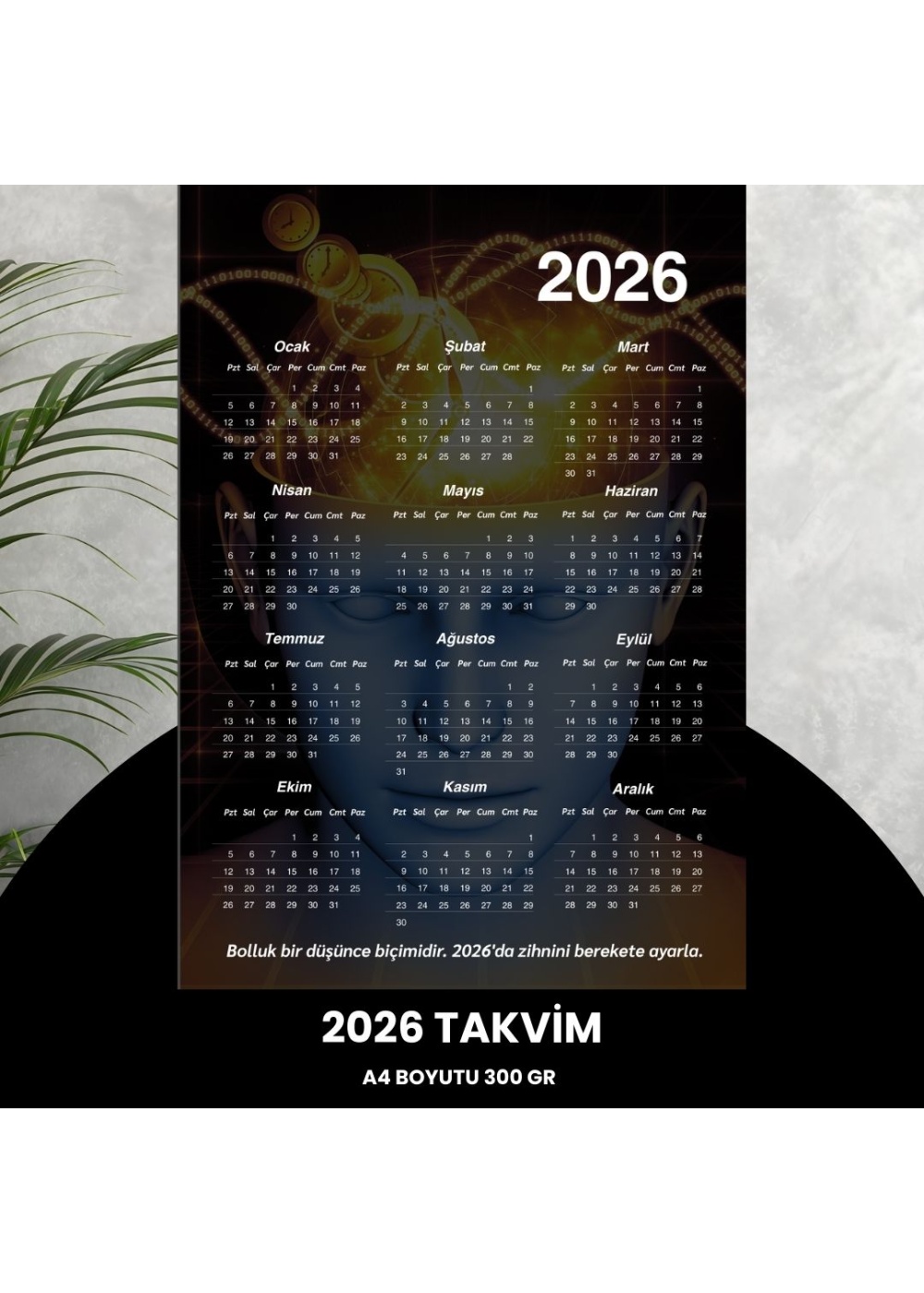 Takvim 2026 Premium A4 300 gr Dijital Baskı Mistik