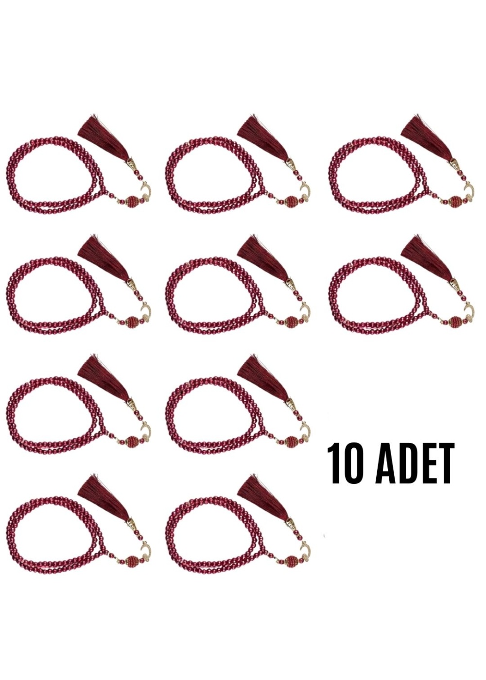 Namaz Tesbihi Vavlı 99lu Cam İncili Ayet-el Kürsi Dua Kartı ile Fuşya Renk Hediyelik 10 Adet