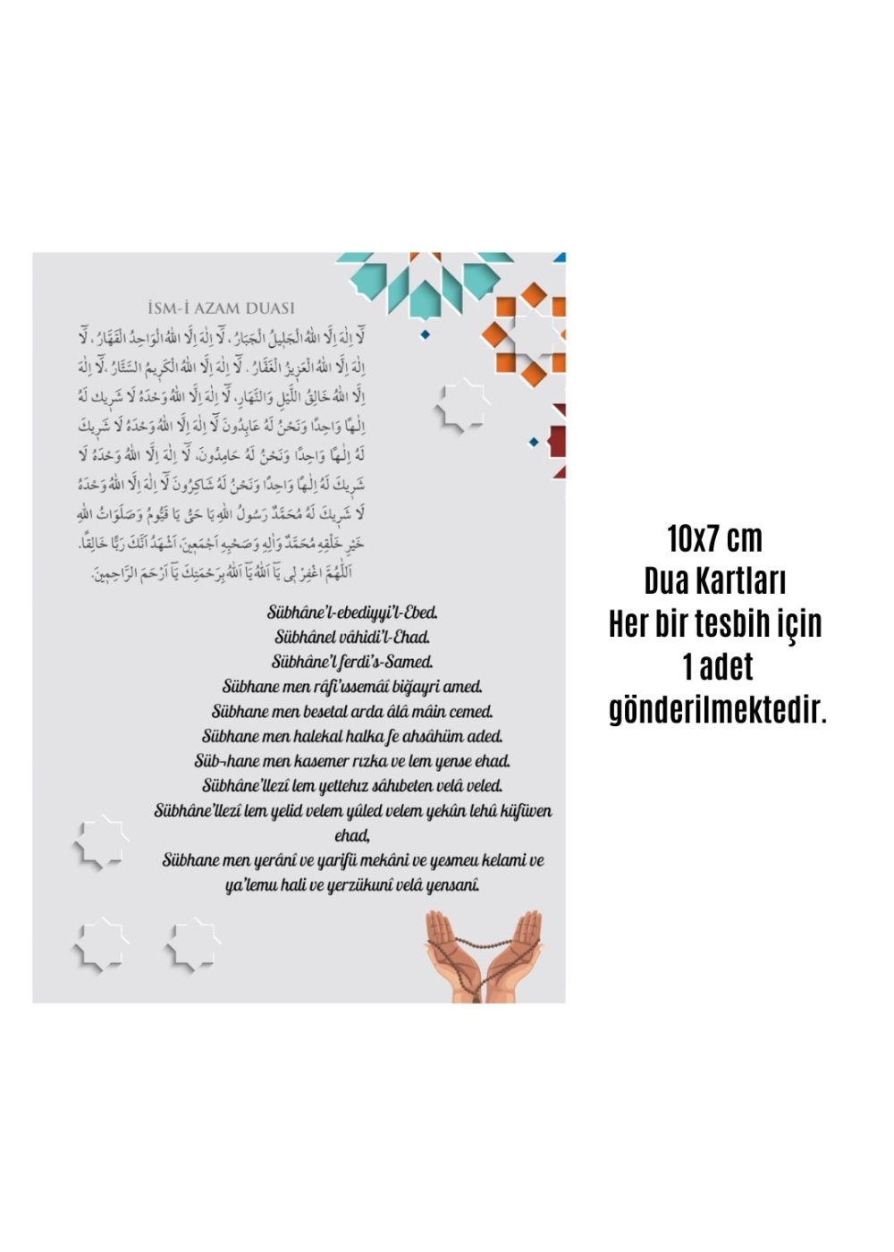 Namaz Tesbihi Vavlı 99lu Cam İncili İsmi Azam Dua Kartı ile Mavi Renk Hediyelik 100 Adet