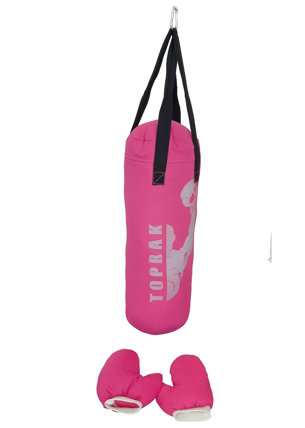 Boks Torbası Eldiven Ve Karabina Hediyeli İçi Dolu 60x22cm Pembe