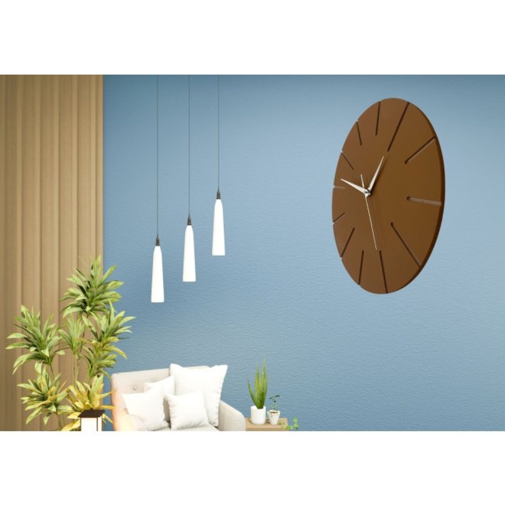 Ahşap Minimal Dekoratif Duvar Saati - 33x33 cm Kahverengi
