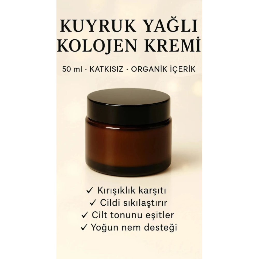 Kuyruk Yağı & Kolajen İçerikli Doğal Yüz Bakım Kremi – 50 ml | Sıkılaştırıcı & Nemlendirici Etki
