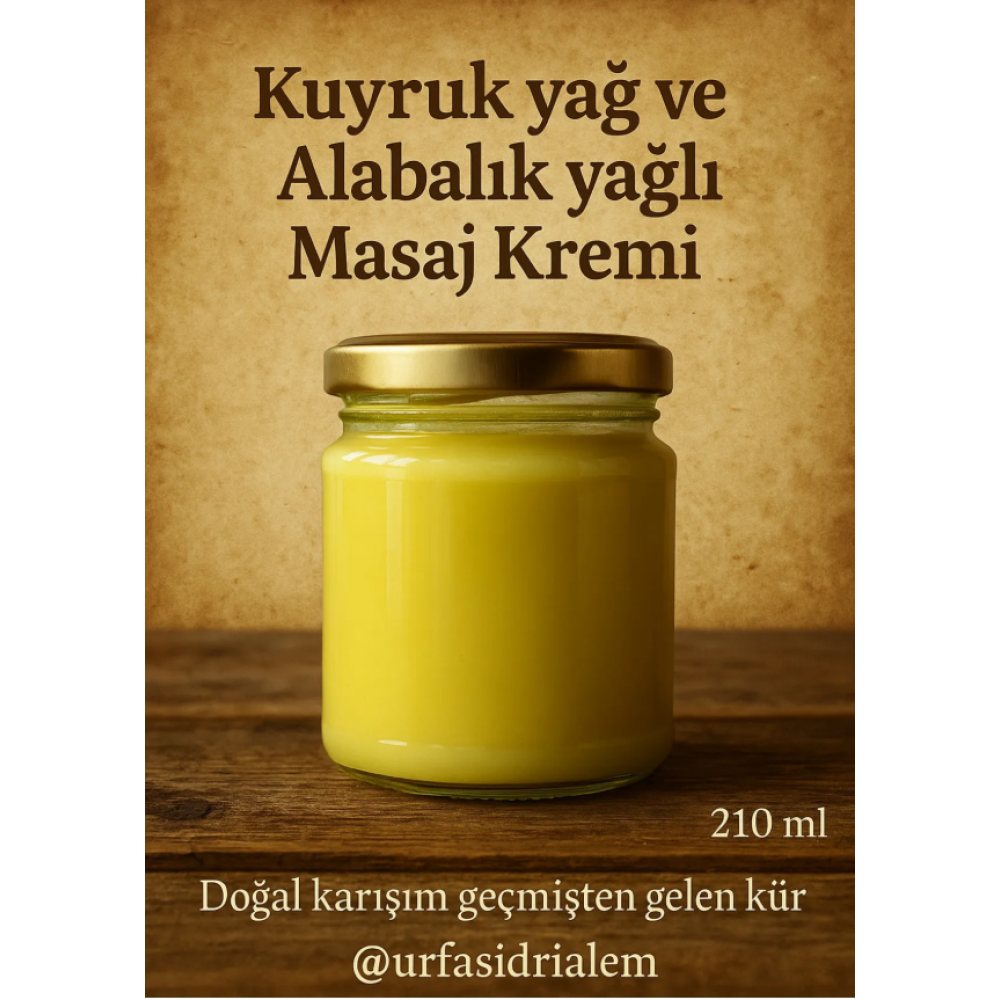 Doğal Kuyruk Yağı & Alabalık Yağlı Masaj Kremi – 210 ml | Kas Ağrılarına Özel Yoğun Bakım Kremi