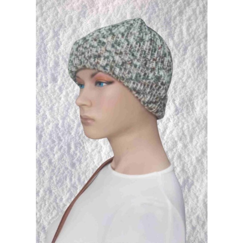 El Örgüsü Doğal Yün ve Akrilik Karışımlı Sıcacık Kış Beresi Yeşil Karışık Renk