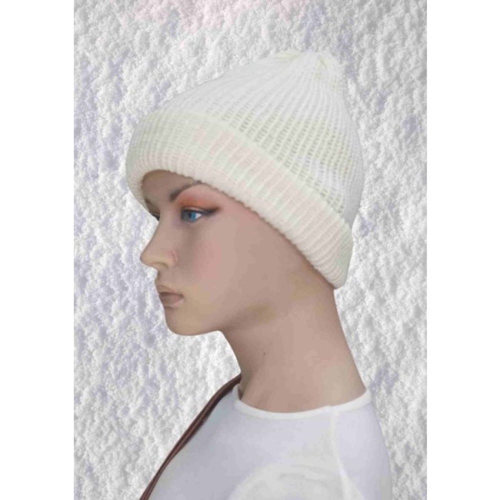 El Örgüsü Doğal Yün ve Akrilik Karışımlı Sıcacık Kış Beresi Krem Renk