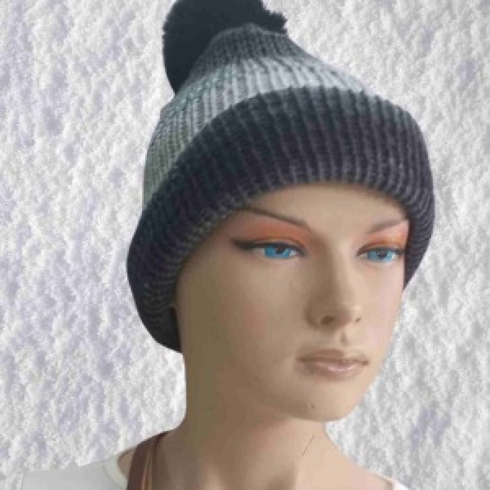 El Örgüsü Doğal Yün ve Akrilik Karışımlı Sıcacık Kış Beresi Koyu Gri Karışık Renk