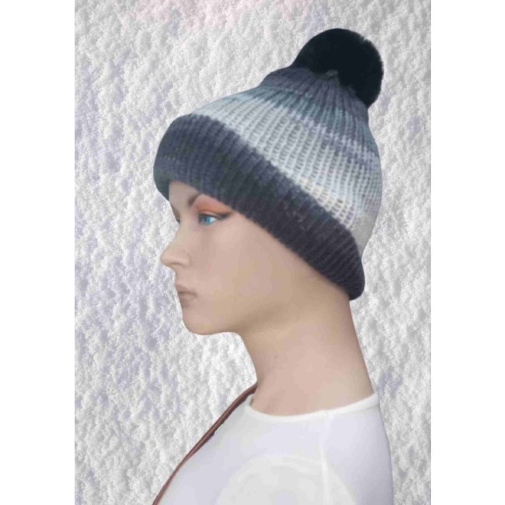 El Örgüsü Doğal Yün ve Akrilik Karışımlı Sıcacık Kış Beresi Koyu Gri Karışık Renk