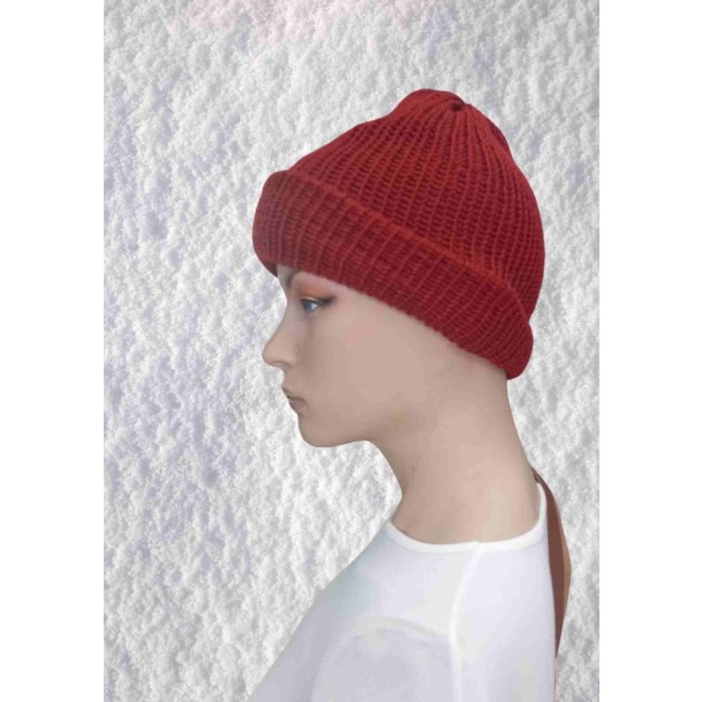 El Örgüsü Doğal Yün ve Akrilik Karışımlı Sıcacık Kış Beresi Kırmızı Renk