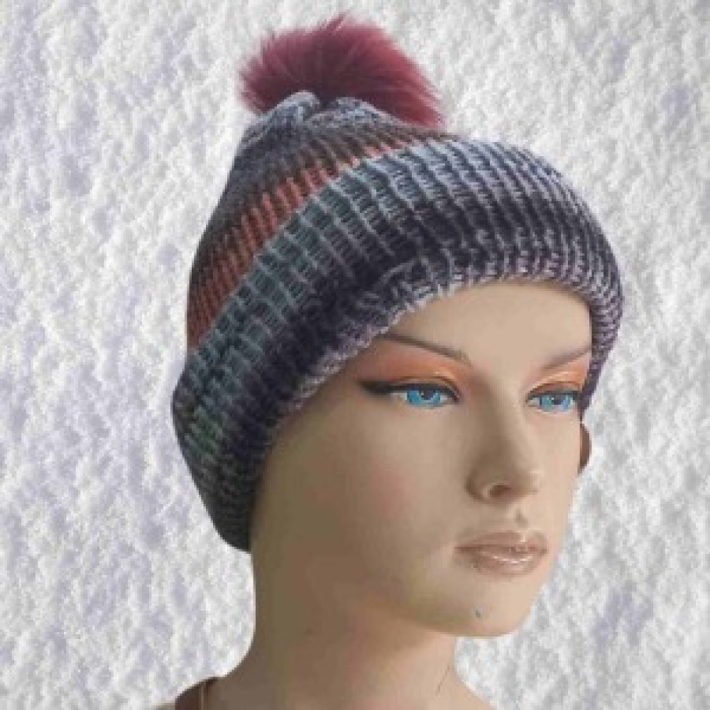 El Örgüsü Doğal Yün ve Akrilik Karışımlı Sıcacık Kış Beresi Gri Karışık Renk