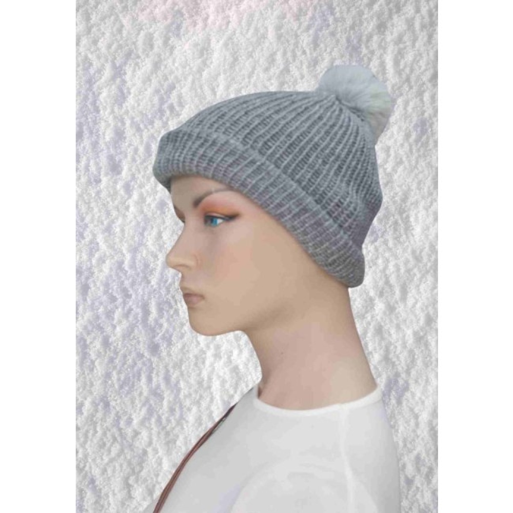 El Örgüsü Doğal Yün ve Akrilik Karışımlı Sıcacık Kış Beresi Gri Renk