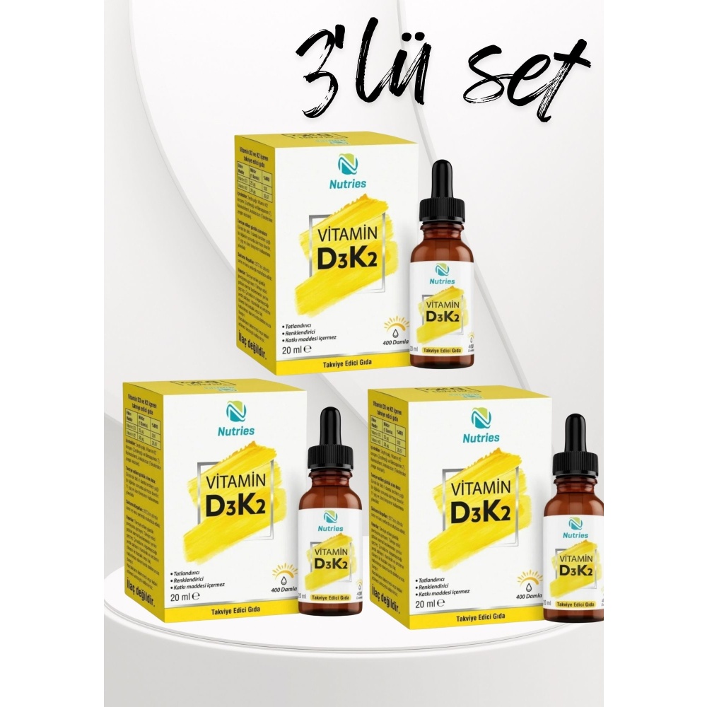 D3K2 Damla 20 ml (1000 IU) – 3’lü Ekonomik Set