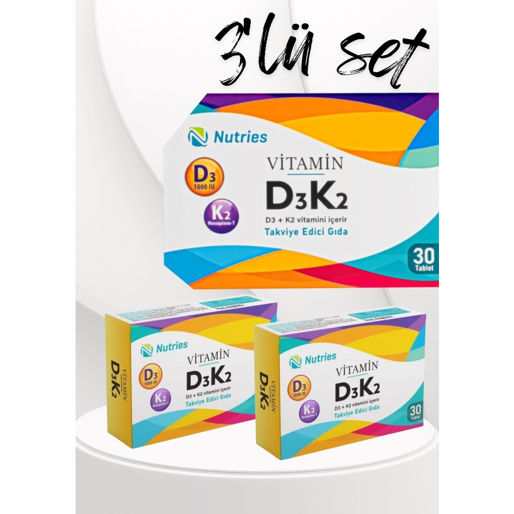 D3K2 Vitamin Takviyesi 30 Tablet – 3’lü Ekonomik Set