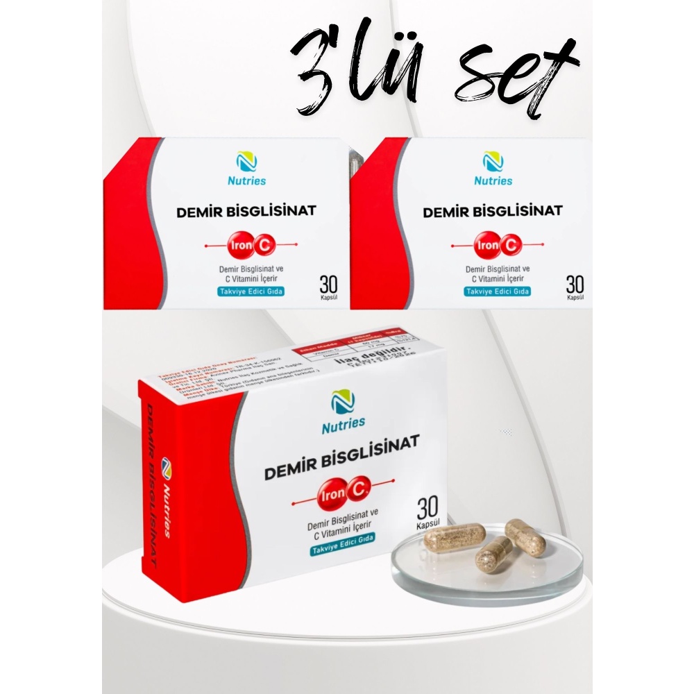 Demir Bisglisinat 30 Kapsül – 3’lü Ekonomik Set