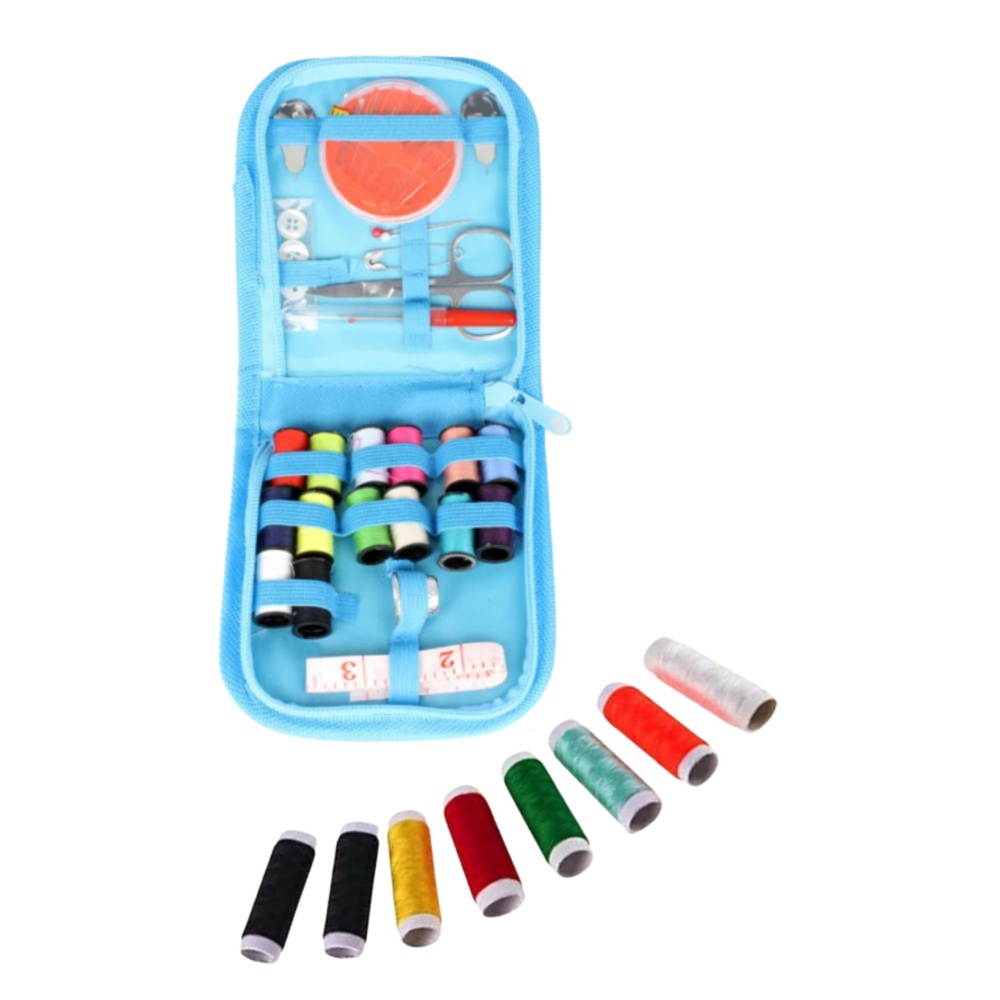 İplik Set Fermuarlı Plastik Dikiş Seti Mavi