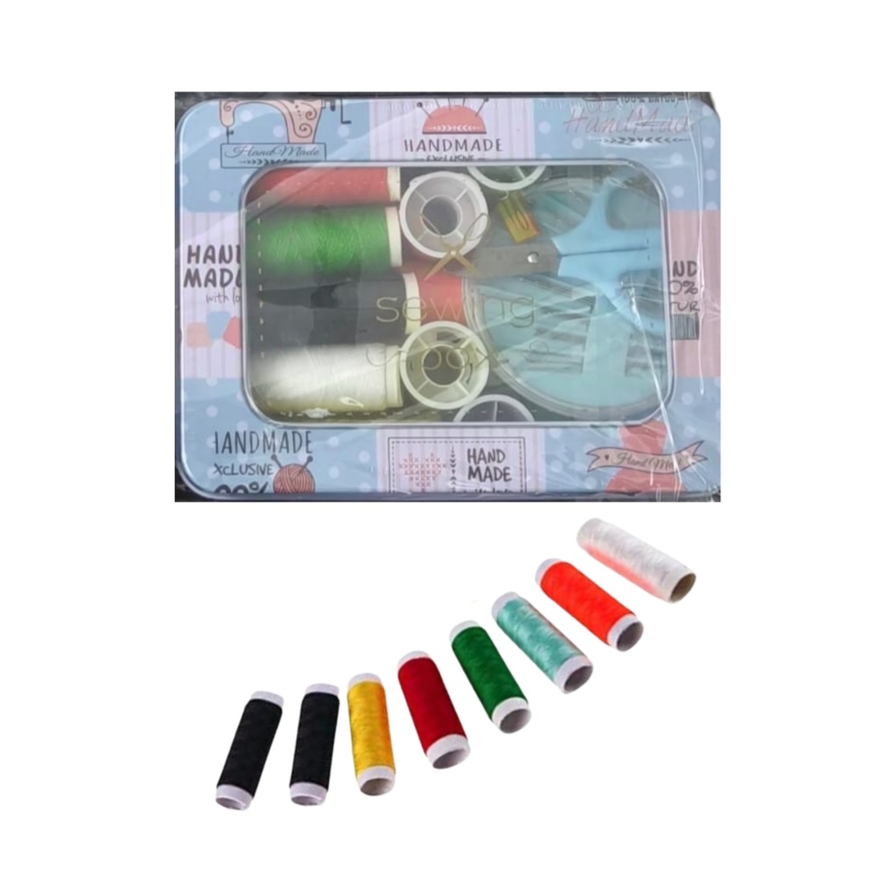 İplik Set Teneke Kutu Kare Plastik Dikiş Seti