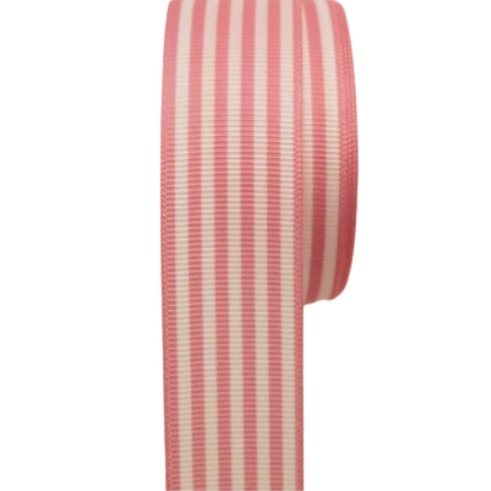 Tafta Çizgi Desen Kurdele 25 mm Pudra 10 Metre