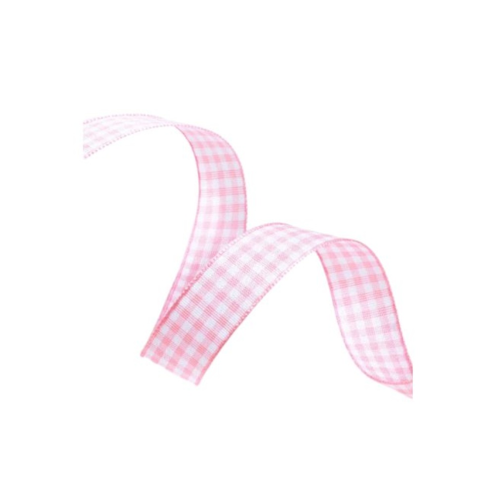 Tafta Ekoseli Kurdele 25 mm Pudra 5 Metre