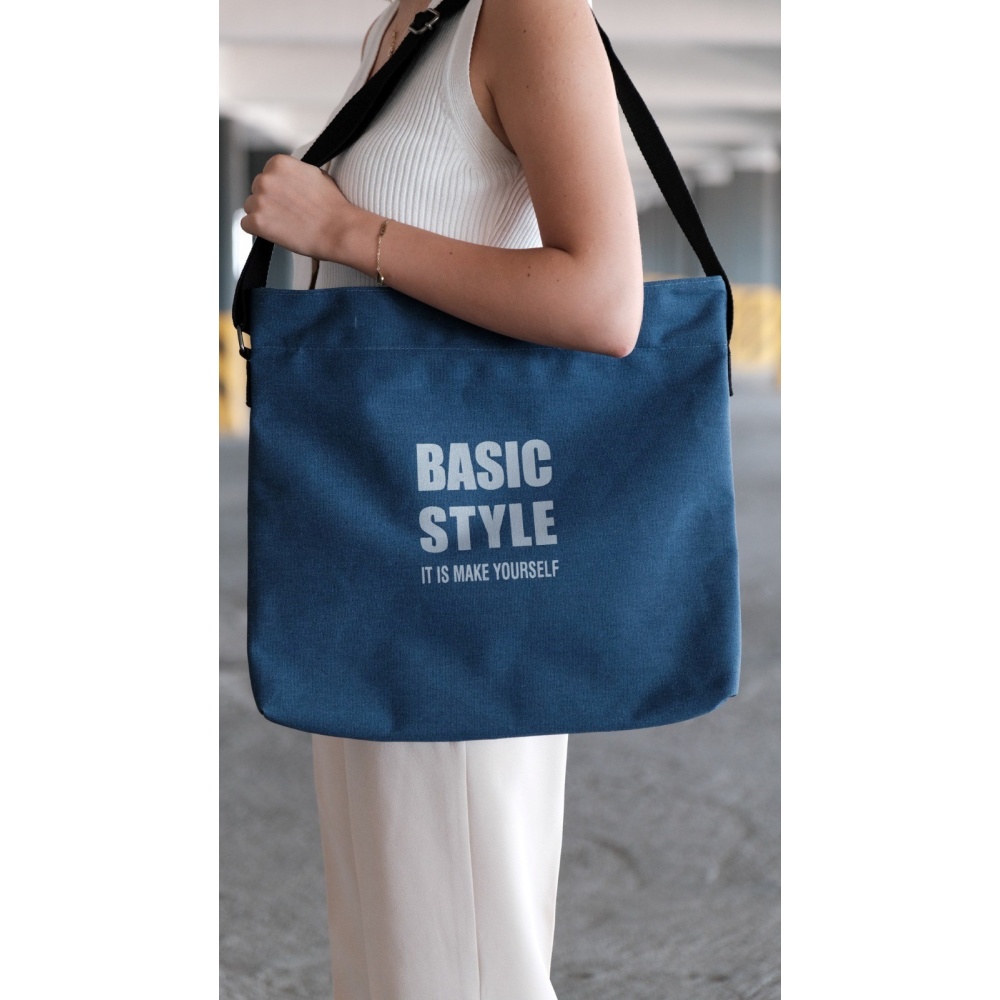 Kanvas Çapraz Askılı Tote Çanta Lacivert