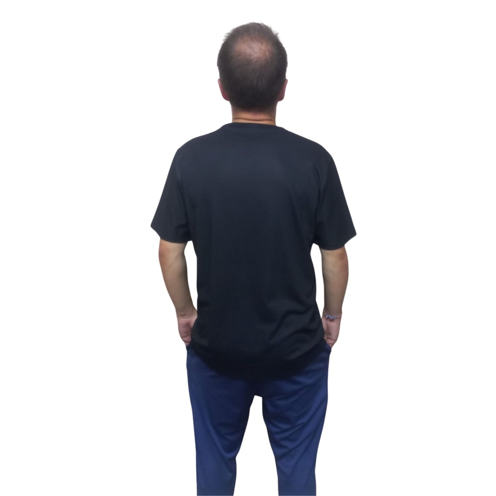 Erkek T-Shirt Papyon Baskılı Siyah (Kesik Elyaf Kumaş)