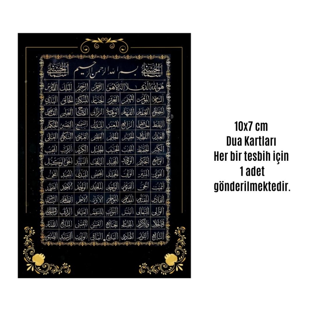 Namaz Tesbihi Vavlı 99lu Cam İncili Esmaul Hüsna Dua Kartı ile Mavi Renk Hediyelik 10 Adet