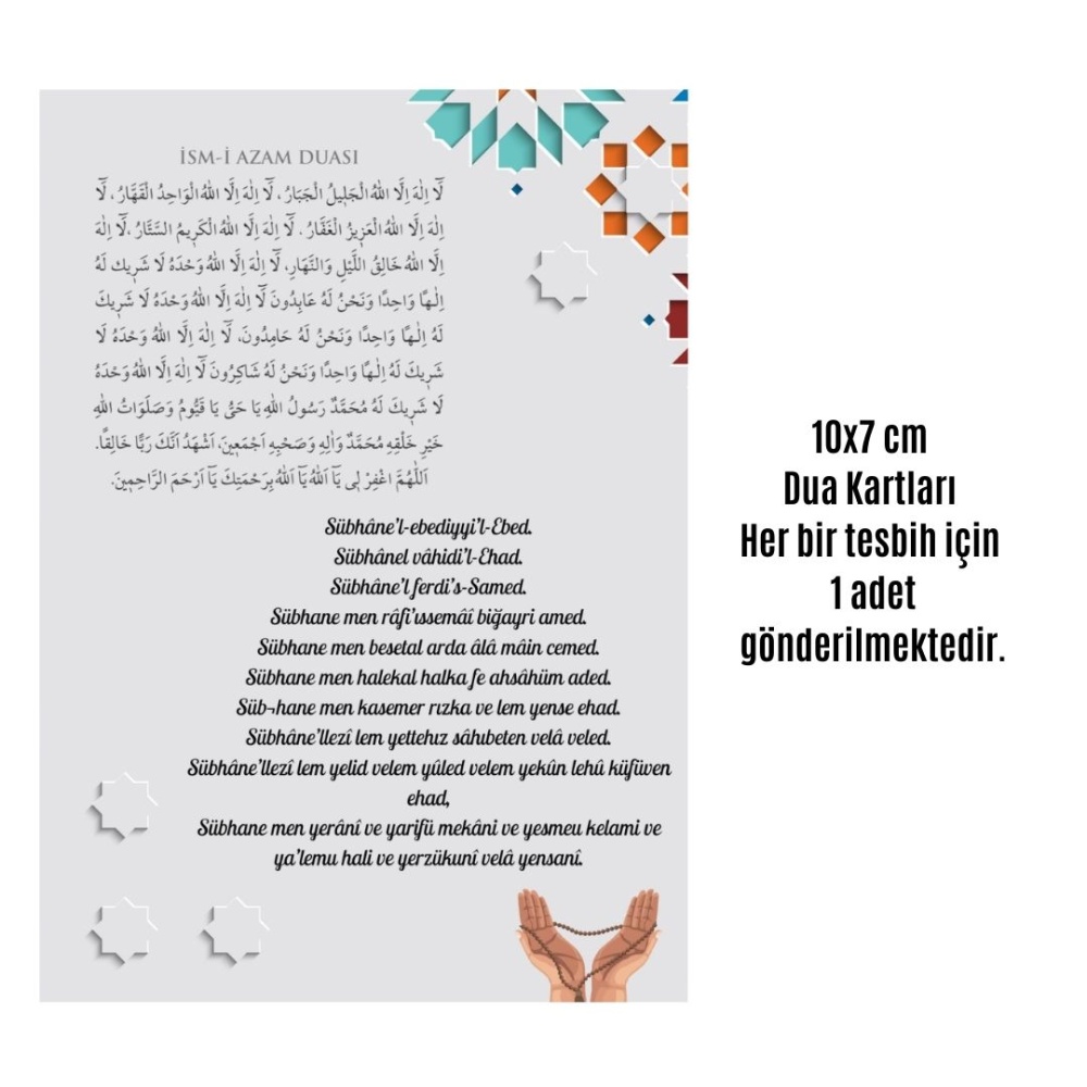 Namaz Tesbihi Vavlı 99lu Cam İncili İsmi Azam Dua Kartı ile Fuşya Renk Hediyelik 100 Adet