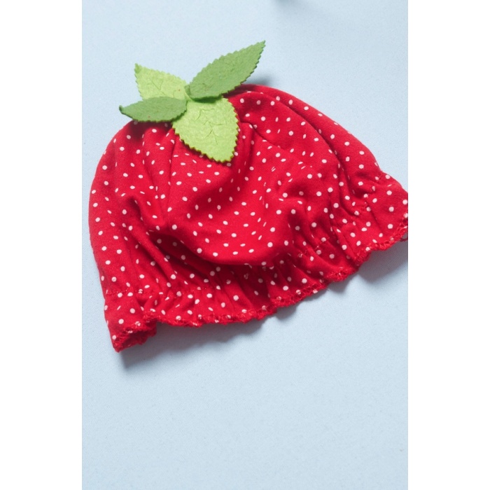 3-6-9 Ay Çilek Bebekler Penye Kumaş Kısa Kol Bebek Elbisesi