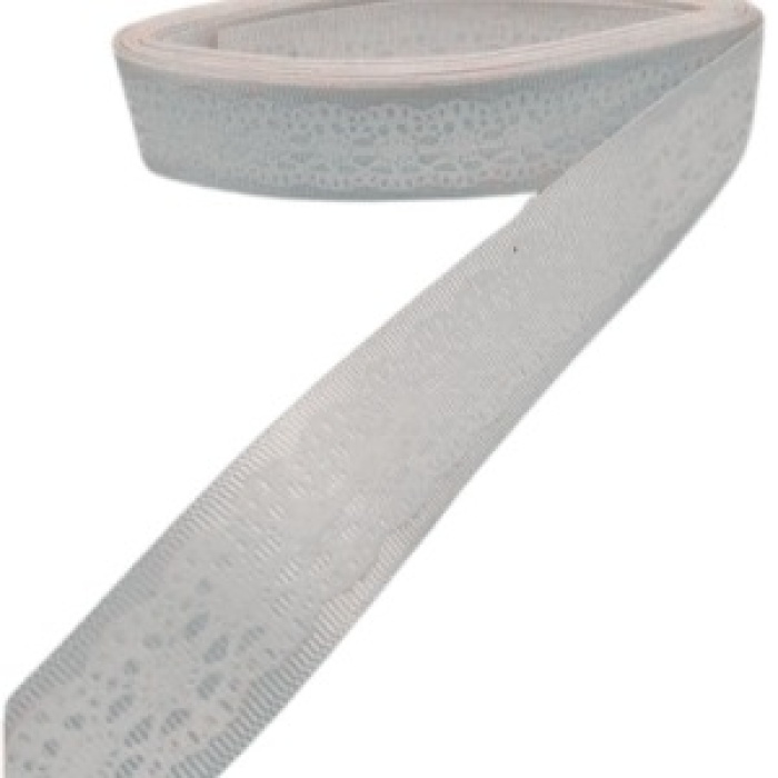 Tafta Dantel Görünümlü Kurdele Gri 25 mm 2 Metre