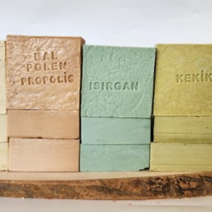 Doğal Üretim Sabunu Karışık (Pirinç-Bal Polen Propolis- Isırgan-Kekik) 12li Set