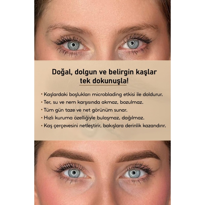 Suya Dayanıklı Çatal Uçlu Kaş Kalemi – 2’si 1 Arada Krem Microblading Etkili Eyeliner & Kaş Kalemi