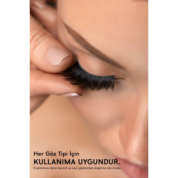 Doğal İpek Takma Kirpik 3 Çift + Kirpik Takma Aparatı 3D-21