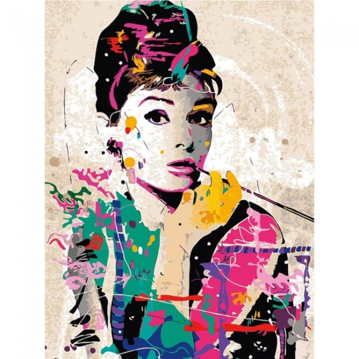 Kanvas Sayılarla Boyama Seti Kasnaklı-Çerçeveli Audrey Hepburn