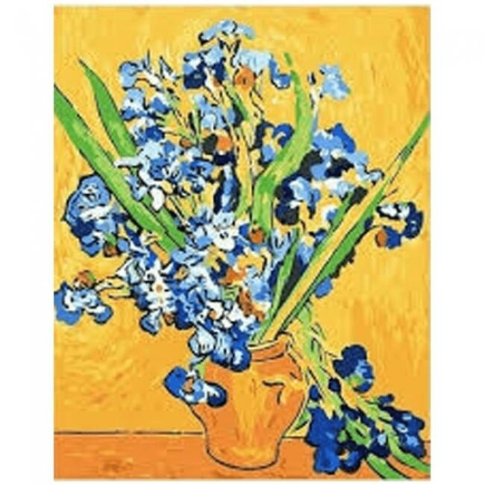 Kanvas Sayılarla Boyama Seti Kasnaklı-Çerçeveli Van Gogh Süsen