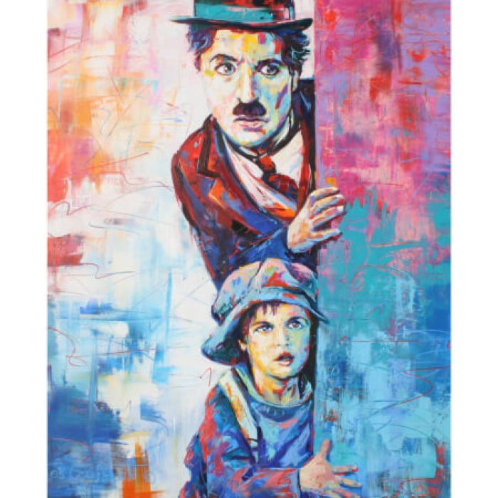 Kanvas Sayılarla Boyama Seti Kasnaklı-Çerçeveli Charlie Chaplin Efsanesi