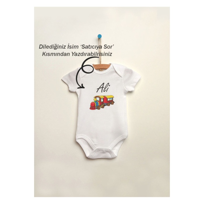 İsme Özel İsimli Baskılı %100 Pamuklu Çıtçıtlı Bebek Body Zıbın Atlet Tulum