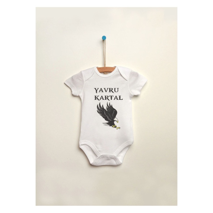 Yavru Kartal Baskılı %100 Pamuklu Çıtçıtlı Bebek Body Zıbın Atlet Tulum