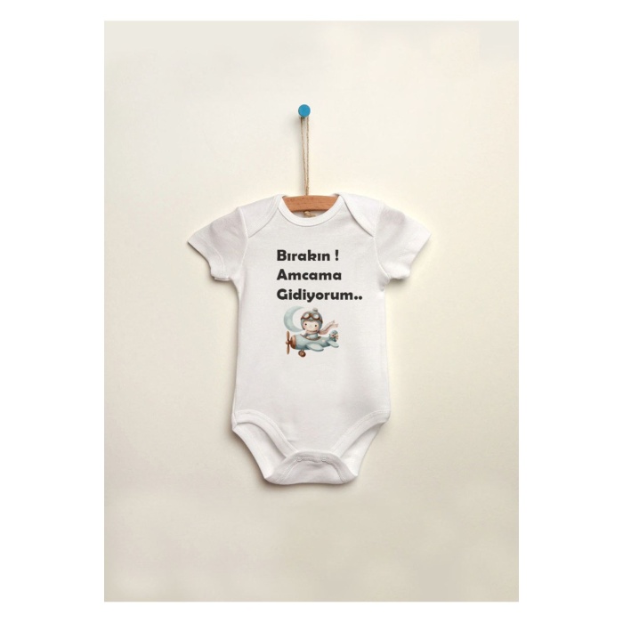 Bırakın Halama Gidiyorum Baskılı %100 Pamuklu Çıtçıtlı Bebek Body Zıbın Atlet Tulum