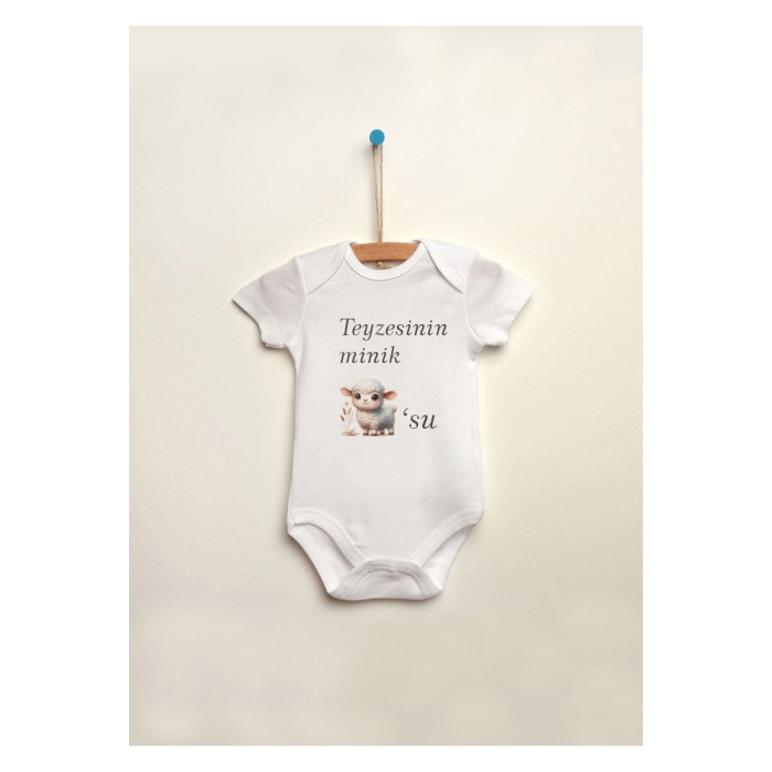 Teyzesinin Minik Kuzusu Baskılı %100 Pamuklu Çıtçıtlı Bebek Body Zıbın Atlet Tulum