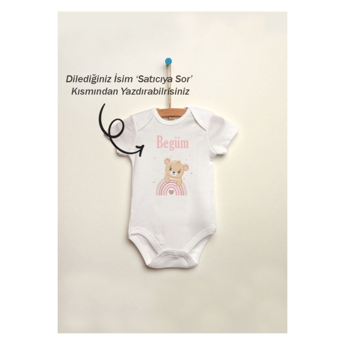 İsme Özel İsimli Baskılı %100 Pamuklu Çıtçıtlı Bebek Body Zıbın Atlet Tulum