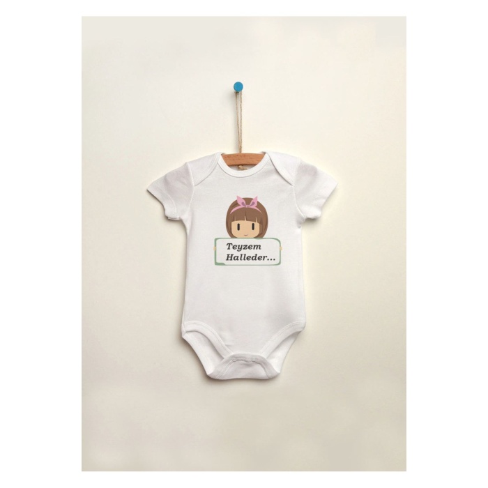 Teyzem Halleder Baskılı %100 Pamuklu Çıtçıtlı Bebek Body Zıbın Atlet Tulum
