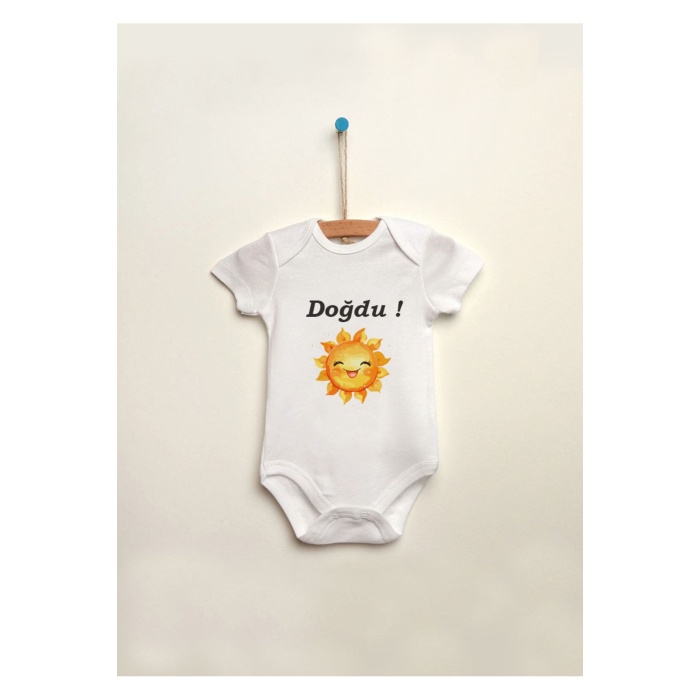 Doğdu Güneşim Baskılı %100 Pamuklu Çıtçıtlı Bebek Body Zıbın Atlet Tulum