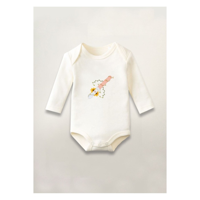 Hamilelik Testi Pozitif Baskılı Pamuklu Uzun Kollu Çıtçıtlı Bebek Body Zıbın Atlet Tulum