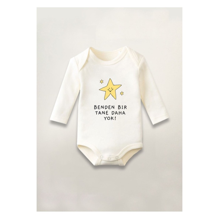 Benden bitane daha yok Baskılı Pamuklu Uzun Kollu Çıtçıtlı Bebek Body Zıbın Atlet Tulum