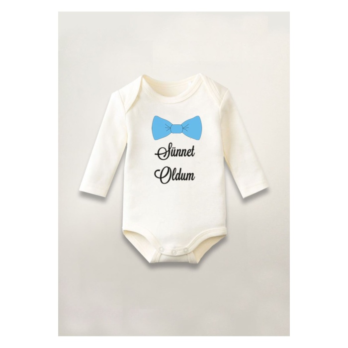Sünnet Oldum Baskılı Pamuklu Uzun Kollu Çıtçıtlı Bebek Body Zıbın Atlet Tulum